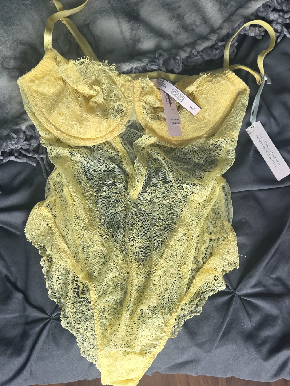Victoria's Secret Yellow Lace Bodysuit